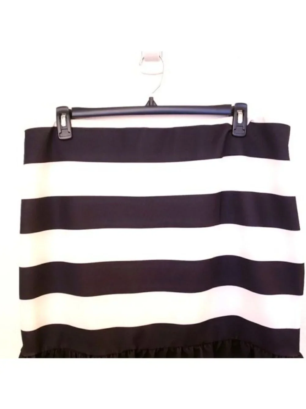 Eloquii Striped Peplum Hem Black and White Knee Length Skirt Size 20 EUC